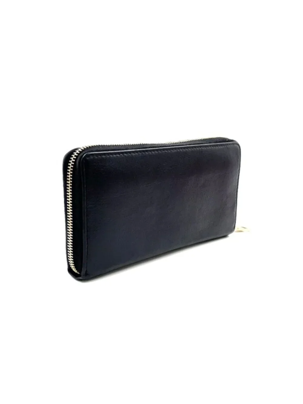 Saint Laurent YSL Logo Bel de Jour Zip Around Leather Black Wallet Gold